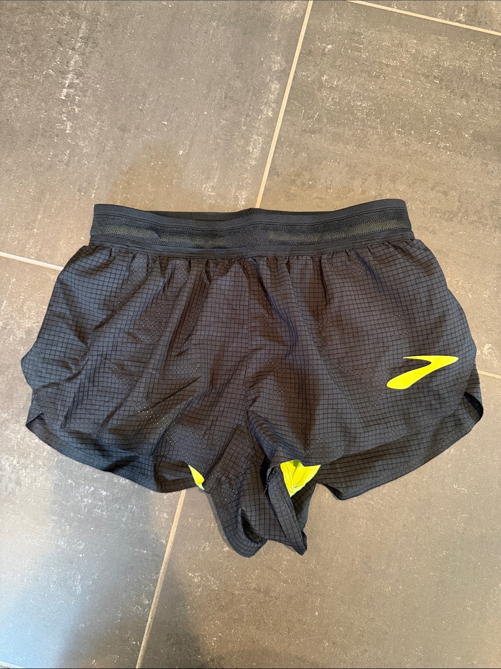 Brooks Black Women's Running Shorts with Yellow Accent